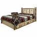 Loon Peak® Glacier Country Collection Lodge Pole Pine Platform Storage Bed Wood in White | 47 H x 66 W in | Wayfair