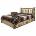 Loon Peak® Glacier Country Collection Lodge Pole Pine Platform Storage Bed Wood in White | 47 H x 80 W x 94 D in | Wayfair