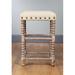 Loon Peak® Conkling Bobbin 28" Leg Bar Stool Wood/Upholstered in White | 28 H x 17.5 W x 15.5 D in | Wayfair 5821409A02CA4B5AB17B760620A33492