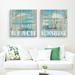 Highland Dunes 'Beach and Sunshine' 2 Piece Graphic Art Print Set on Wrapped Canvas in Blue/White | 24 H x 24 W x 1.5 D in | Wayfair