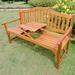 Breakwater Bay Leone Wooden Garden Outdoor Bench Wood/Natural Hardwoods in Brown/White | 38 H x 59 W x 25 D in | Wayfair