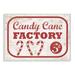 The Holiday Aisle® Holiday Distressed Vintage Sign Candy Cane Factory - Graphic Art Print Canvas/Metal in Red/White | 30 H x 40 W x 1.5 D in | Wayfair
