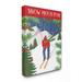 The Holiday Aisle® 'Holiday Snow Much Fun Skier on Mountain w/ Trees Scene' Graphic Art Print Wood/Canvas in Brown | 20 H x 16 W x 1.5 D in | Wayfair