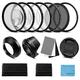 Fotover 58mm Lens Filter Accessories Kit:UV CPL Adjustable ND Filter(ND2-ND400),Macro Close up Filter set(+1,+2,+4,+10),Lens Hood,3 in 1 Grey Card for Canon Nikon Sony Pentax Olympus Fuji DSRL Camera
