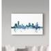 Wrought Studio™ 'Grand Rapids Michigan Teal Skyline' Graphic Art Print on Wrapped Canvas Metal in Blue | 22 H x 32 W x 2 D in | Wayfair