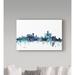 Wrought Studio™ 'Detroit Michigan Teal Skyline' Graphic Art Print on Wrapped Canvas in Blue | 12 H x 19 W x 2 D in | Wayfair