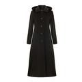 De La Crème - Black Single Breasted Detachable Fur Hood Wool Winter Trench Winter Coat Size UK 22 EUR 50 USA 18