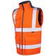 Leo Workwear Torrington Hi-Vis Warm Quilt Lining PU Coated Polyester Bodywarmer, 6X Large, Hi-Vis Orange