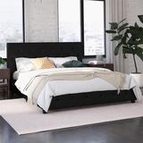 Andover Mills™ Kreutzer Tufted Low Profile Platform Bed Upholstered/Faux leather in White/Black | 39 H x 58 W x 80 D in | Wayfair