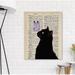 Wrought Studio™ Cat Light Purple Butterfly Vintage - Wrapped Canvas Graphic Art Print Canvas in Black/Indigo | 10 H x 8 W x 1.3 D in | Wayfair