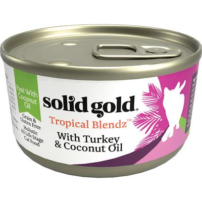 Solid Gold Tropical Blendz Turkey & Coconut Oil Pate Wet Cat Food, 3 oz., Case of 12