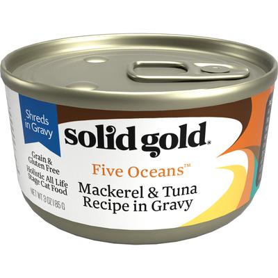 Solid Gold Five Oceans Mackerel & Tuna Grain Free Canned Cat Food, 3 oz., Case of 12