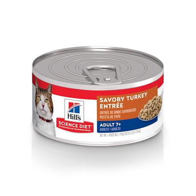 Hill's Science Diet Senior 7+ Savory Turkey Entree Canned Wet Cat Food, 5.5 oz., Case of 24