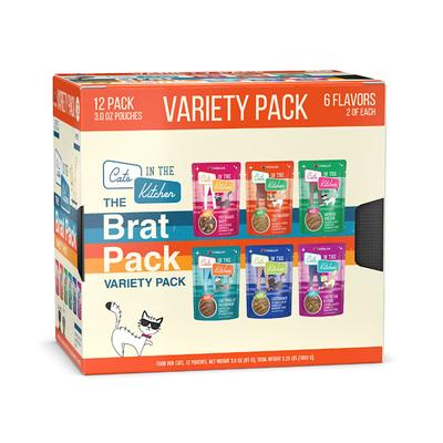 Cats in the Kitchen Slide 'n Serve Pate The Brat Pack Variety Pack Wet Cat Food, 3 oz., Count of 12