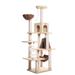 Premium Real Wood Cat Tree Model X7805 Goldenrod, 78" H, Large, Off-White / Off-White