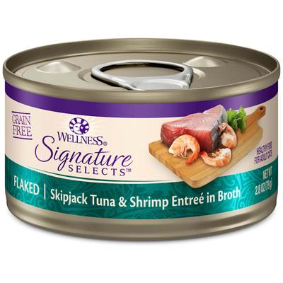Wellness CORE Signature Selects Natural Grain Free Flaked Skipjack Tuna & Shrimp Wet Cat Food, 2.8 oz., Case of 12