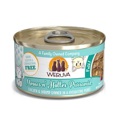 Weruva Pate Meows n' Holler Purramid Chicken & Shrimp Dinner in a Hydrating Puree Wet Cat Food, 3 oz., Case of 12