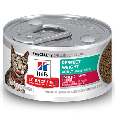 Hill's Science Diet Adult Perfect Weight Liver & Chicken Entree Canned Cat Food, 2.9 oz., Case of 24