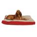 Rectangular Napper with Berber Top in Canvas with Cording, 48" L X 36" W X 4" H, Red/Khaki, Large