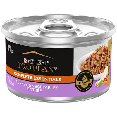 Purina Pro Plan COMPLETE ESSENTIALS High Protein Turkey & Vegetable Entree in Gravy Adult Wet Cat Food, 3 oz., Case of 24