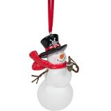 The Holiday Aisle® Snowman Hanging Figurine Ornament Ceramic/Porcelain in Black/Red/White | 3.5 H x 2 W x 1 D in | Wayfair