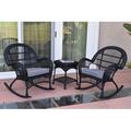 August Grove® Mangum 3 Piece Conversation Set w/ Cushions Synthetic Wicker/All - Weather Wicker/Wicker/Rattan in Blue | Outdoor Furniture | Wayfair