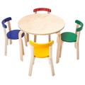 ECR4Kids Bentwood Round Table & Curved Back Chair Set, Kids Furniture, 5-Piece Wood in Blue/Brown/Green | 20.5 H x 29.5 W in | Wayfair ELR-15821-AS