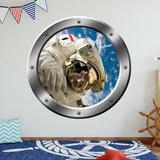 Zoomie Kids 3D Outer Space Porthole Astronaut Wall Decal Canvas/Fabric/Fabric in Blue/Gray | 20 H x 20 W in | Wayfair