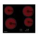 Cookology TCH601 60cm Electric Ceramic Hob Cooktop with 4 Cooking Zones, Built-in Worktop with Touch Controls and Timer, 9 Heat Levels with Child Lock - In Black