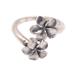 Plumeria Twins,'Floral Sterling Silver Cocktail Ring from Bali'