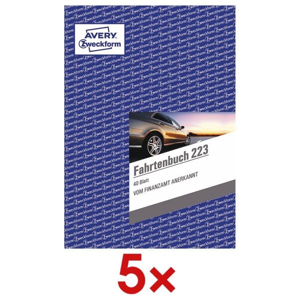 Avery Zweckform AKTION: 5x Fahrtenbuch »223« (A5 hoch) weiß, 21x14.8 cm Image