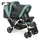 CHIC 4 BABY Geschwisterwagen DUO mit Tragetasche GeschwisterKinderwagen für zwei Kinder Melange anthrazitmint, grau