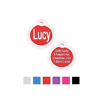 GoTags Anodized Aluminum Personalized Silencer Dog & Cat ID Tag, Round, Red, Regular