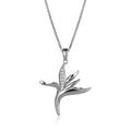 Tropical USA Sterling Silver Bird of Paradise Necklace Pendant with 18" Box Chain