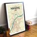 Wrought Studio™ 'Nanjing City Map' Graphic Art Print Poster in Tricolor Paper in White | 36 H x 24 W x 0.05 D in | Wayfair