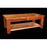 Loon Peak® Jorgensen Coffee Table w/ Shelf Wood/Glass in Brown | 18 H x 48 W x 24 D in | Wayfair B3EAC8B7B3BA4991AB0E78E3B7237458