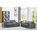 Orren Ellis Aiesrom Luxury Top Grain Italian Leather 2 Piece Living Room Set Genuine Leather in Gray | 38 H x 89 W x 41 D in | Wayfair Living Room Sets