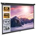 VonHaus Pull Down Projector Screen, 80" Wall Mounted 4K HD Projection Screen with 16:9 Aspect Ratio, Home Cinema Wall or Ceiling Mountable Screen with Soft Close Mechanism & Stainless Steel Casing