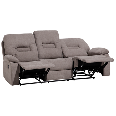 Sofa Braun-Grau Polsterbezug 3-Sitzer Relaxfunktion Retro Wohnzimmer