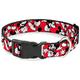 Buckle-Down Kunststoff-Halsband mit Clip, Mickey-Maus-Posen, Rot/Schwarz/Weiß, 2,5 cm breit, passend für Halsumfang von 22,9-38,1 cm, Größe S