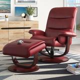 Wildon Home® Rahima 34" Wide Leather Match Manual Swivel Ergonomic Recliner w/ Ottoman Genuine Leather in Red | 42 H x 34 W x 38 D in | Wayfair