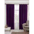 Simplicity - Plain SoftTouch Thermal Room Darkening Insulated Blackout Pair Curtains 3" Tape Pencil Pleat By S W Living (90"x90" (229x229cm), Aubergine Purple)