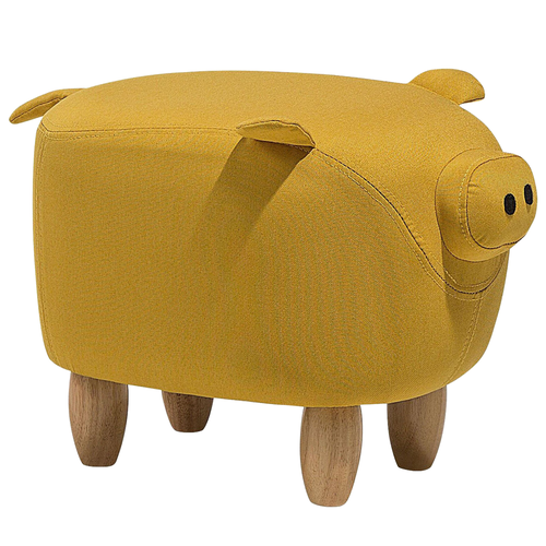 Schweinchen-Tierhocker Gelb Stoff für Kinder