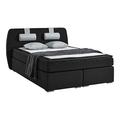 Atlantic Home Collection Boxspringbett REX, 140 x 200 cm, inklusive Topper (Härtegrad H2) und Nackenkissen, schwarz