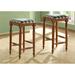 August Grove® Mckinley 2 - Piece Bar Stool, Bar Height, Wood, Fabric, Brown, Green, Traditional Wood/Upholstered in Brown/Green | Wayfair