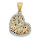 14ct Two tone Gold Polished and Sparkle Cut Hollow Love Heart Pendant Necklace Jewelry Gifts for Women