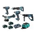 Pack premium de 5 machines Makita Perceuse DDF482 - Meuleuse DGA504 - Perforateur DHR202 - Visseuse