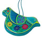 The Holiday Aisle® Floral Dove Hanging Figurine Ornament Ceramic/Porcelain in Blue | 2.4 H x 3.5 W x 0.4 D in | Wayfair