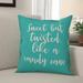 The Holiday Aisle® Acuff Sweet But Twisted Like a Candy Cane Throw Pillow Polyester/Polyfill in Green/Blue | 18 H x 18 W in | Wayfair