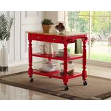 Charlton Home® Crigger Kitchen Cart Wood in Red | 36 H x 39 W x 24 D in | Wayfair 76F701D2B7FE401187365CF477015960